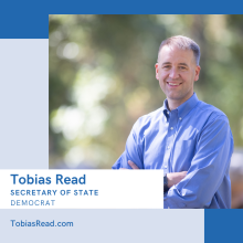 Tobias Read, Secretary of State, Democrat TobiasRead.com